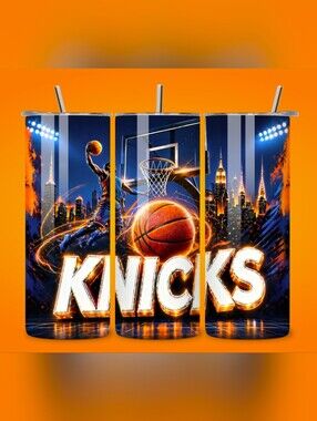 Knicks Basketball Themed Tumbler - Orange & Blue
